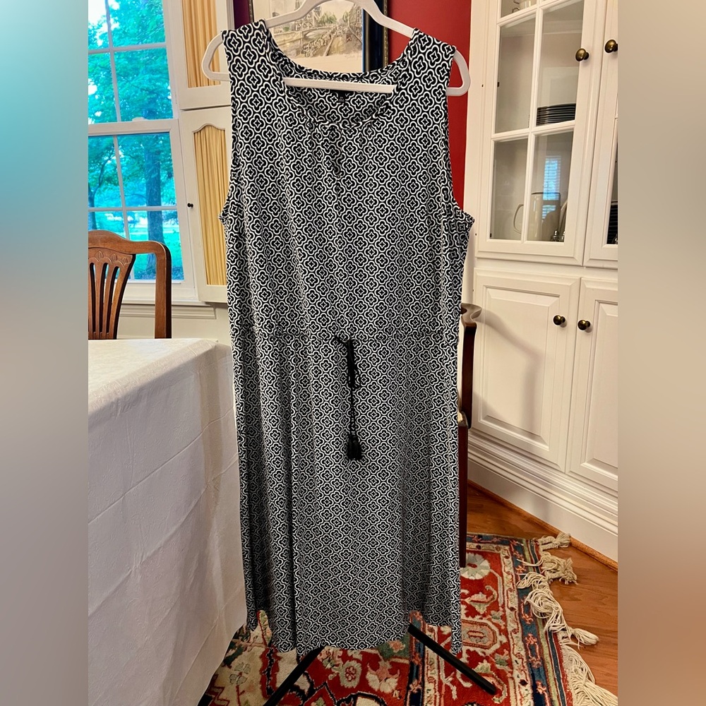 Elegant Black and White Sleeveless Dress